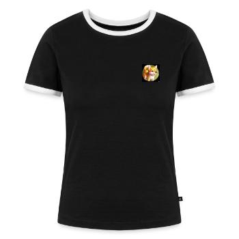 Shiba Inu - Frauen Kontrast-T-Shirt - Schwarz/Weiß - Vorne - Selfina (174cm)