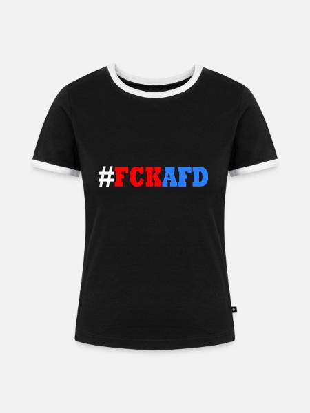 Fck afd - Frauen Kontrast-T-Shirt - Schwarz/Weiß