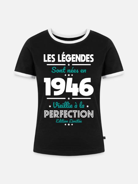 1946 – Legends – Perfekt gereift - Frauen Kontrast-T-Shirt - Schwarz/Weiß