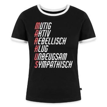 Markus - Frauen Kontrast-T-Shirt - Schwarz/Weiß - Vorne - Selfina (174cm)