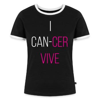 Brustkrebs Brustkrebslauf Brustkrebs-Schleife - Frauen Kontrast-T-Shirt - Schwarz/Weiß - Vorne - Selfina (174cm)