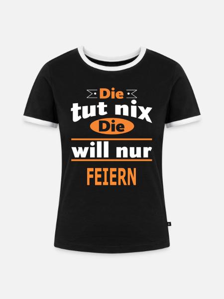 FEIERN - Frauen Kontrast-T-Shirt - Schwarz/Weiß