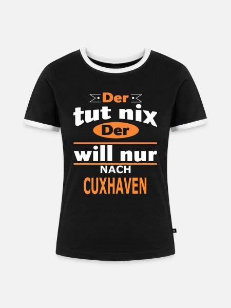 CUXHAVEN - Frauen Kontrast-T-Shirt - Schwarz/Weiß