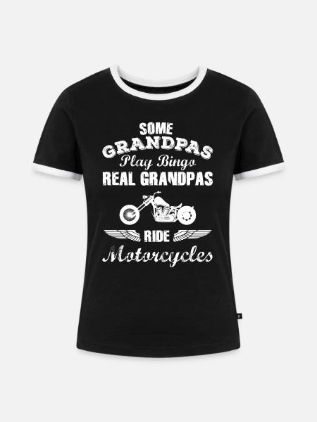 Grandpa Motorcycle - Frauen Kontrast-T-Shirt - Schwarz/Weiß