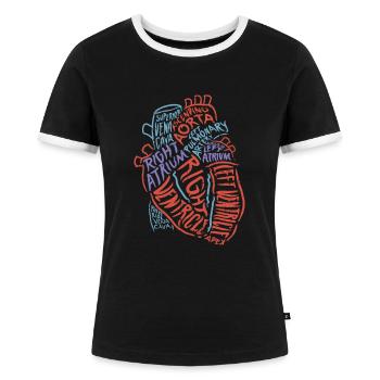 Herz Anatomie Biologie Geschenk Aorta Herzschlag - Frauen Kontrast-T-Shirt - Schwarz/Weiß - Vorne - Selfina (174cm)