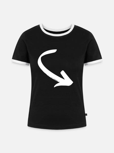 Weiss Pinselbogen Pfeil - Frauen Kontrast-T-Shirt - Schwarz/Weiß