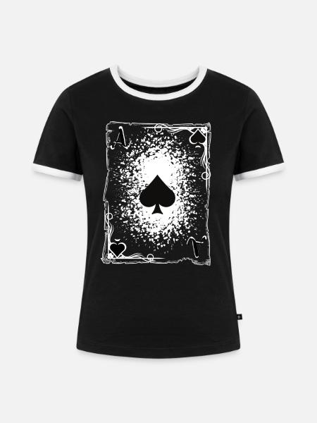 Das Pik-Ass. - Frauen Kontrast-T-Shirt - Schwarz/Weiß