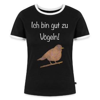 Ich bin gut zu vögeln! - Frauen Kontrast-T-Shirt - Schwarz/Weiß - Vorne - Selfina (174cm)