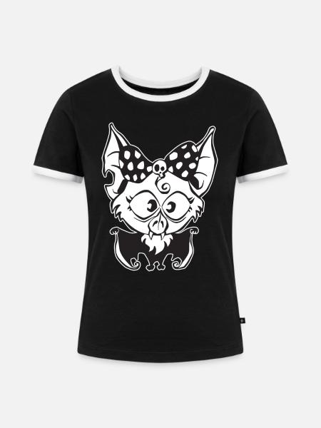 Babyfledermaus - Frauen Kontrast-T-Shirt - Schwarz/Weiß