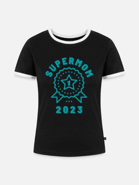 SUPERMOM 2023 - Frauen Kontrast-T-Shirt - Schwarz/Weiß