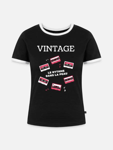 Weinlese - Frauen Kontrast-T-Shirt - Schwarz/Weiß