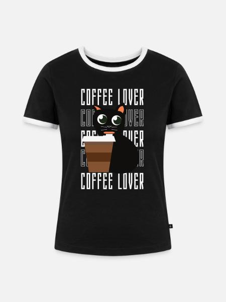 Kaffeeliebhaber Kaffeegeschenke - Frauen Kontrast-T-Shirt - Schwarz/Weiß