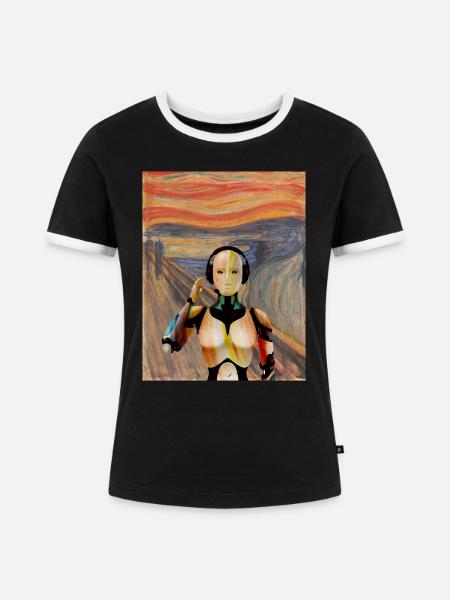 Edvard Munch - Frauen Kontrast-T-Shirt - Schwarz/Weiß