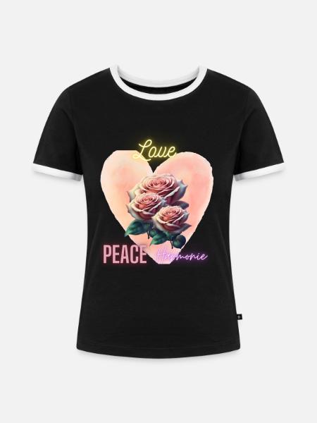 Love - Frauen Kontrast-T-Shirt - Schwarz/Weiß