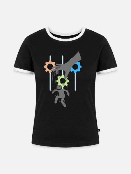 Marionette - Frauen Kontrast-T-Shirt - Schwarz/Weiß