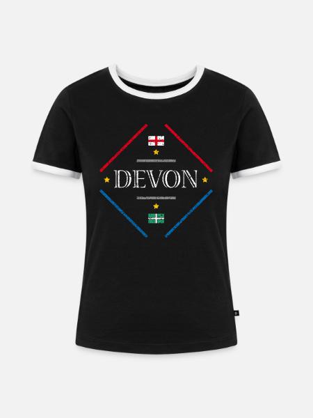 Devon England - Frauen Kontrast-T-Shirt - Schwarz/Weiß