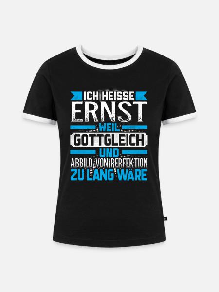 ERNST - Gottgleich - Frauen Kontrast-T-Shirt - Schwarz/Weiß