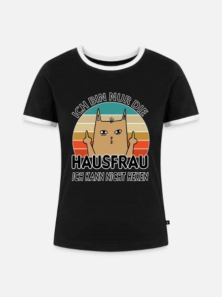 Hausfrau - Frauen Kontrast-T-Shirt - Schwarz/Weiß