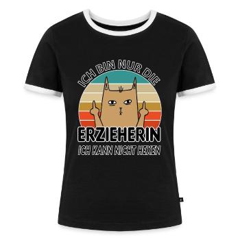Erzieherin - Frauen Kontrast-T-Shirt - Schwarz/Weiß - Vorne - Selfina (174cm)