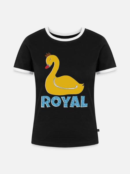 schwan royal - Frauen Kontrast-T-Shirt - Schwarz/Weiß