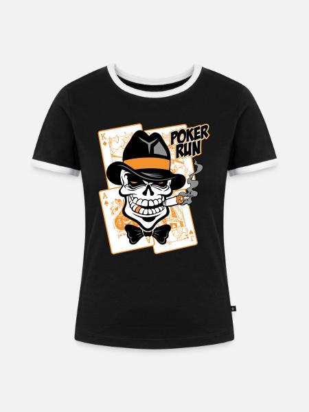 poker run - Frauen Kontrast-T-Shirt - Schwarz/Weiß