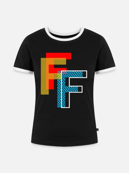 Das F - Frauen Kontrast-T-Shirt - Schwarz/Weiß