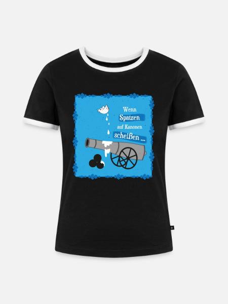 Anti Krieg Spatzen Kanone - Frauen Kontrast-T-Shirt - Schwarz/Weiß