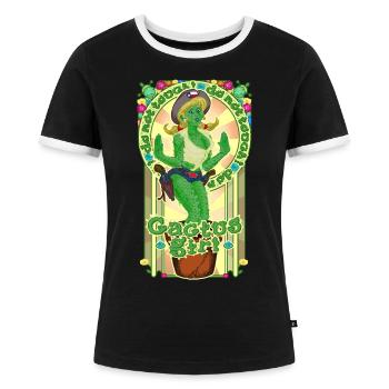 Kaktus-Mädchen - Frauen Kontrast-T-Shirt - Schwarz/Weiß - Vorne - Selfina (174cm)