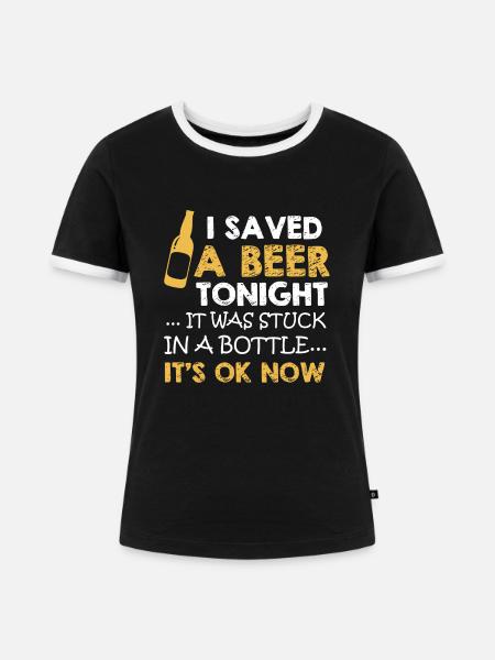 Bier kann Ärmel Hemd - Frauen Kontrast-T-Shirt - Schwarz/Weiß
