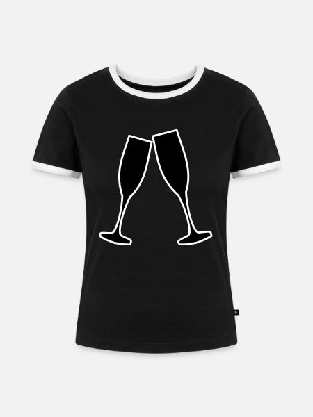 cheers - Frauen Kontrast-T-Shirt - Schwarz/Weiß