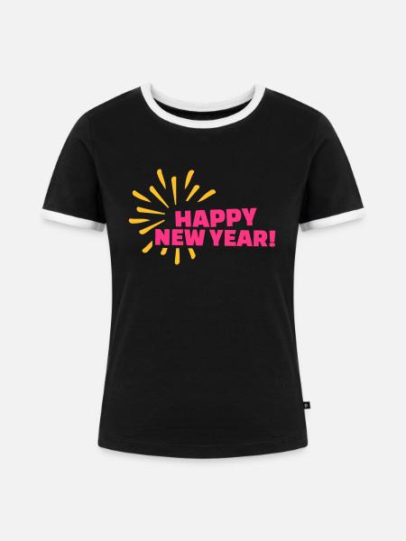 Happy New Year - Frauen Kontrast-T-Shirt - Schwarz/Weiß