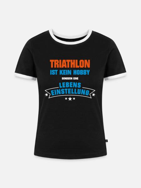 Triathlon Sportart - Frauen Kontrast-T-Shirt - Schwarz/Weiß