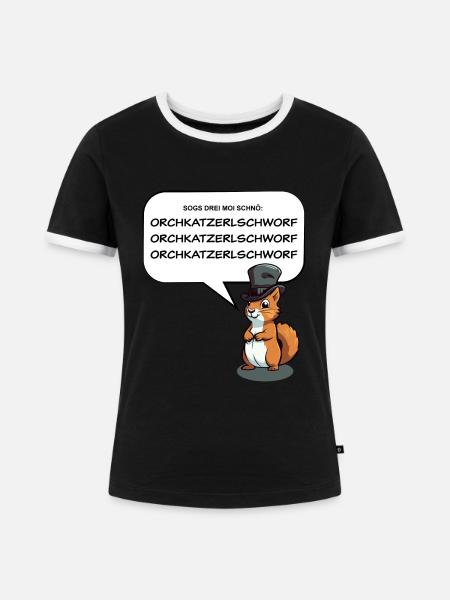 Zungenbrecher Oachkatzlschwoaf - Frauen Kontrast-T-Shirt - Schwarz/Weiß