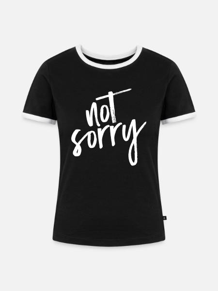 Not Sorry - Frauen Kontrast-T-Shirt - Schwarz/Weiß