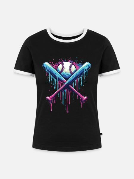 Baseball - Frauen Kontrast-T-Shirt - Schwarz/Weiß