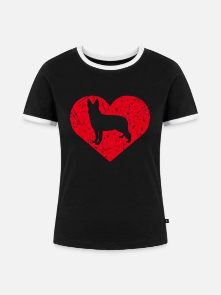 Schäferhund - Frauen Kontrast-T-Shirt - Schwarz/Weiß