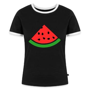 Wassermelone melone - Frauen Kontrast-T-Shirt - Schwarz/Weiß - Vorne - Selfina (174cm)