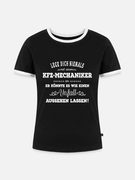 KFZ Mechaniker - white - Frauen Kontrast-T-Shirt - Schwarz/Weiß