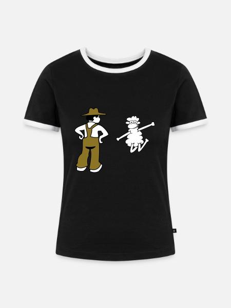 bauer - Frauen Kontrast-T-Shirt - Schwarz/Weiß