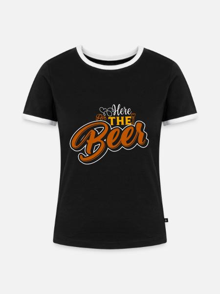 Hier fürs Bier - Frauen Kontrast-T-Shirt - Schwarz/Weiß