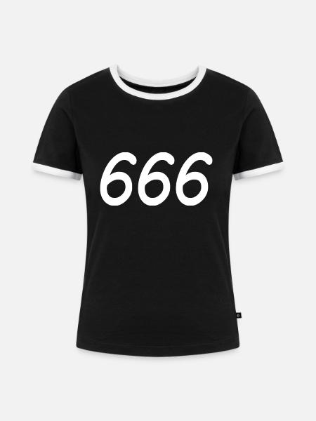 666 - Frauen Kontrast-T-Shirt - Schwarz/Weiß