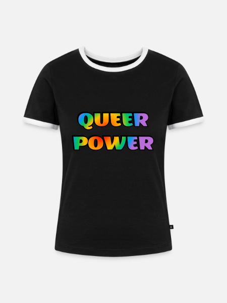 Queere Macht - Frauen Kontrast-T-Shirt - Schwarz/Weiß