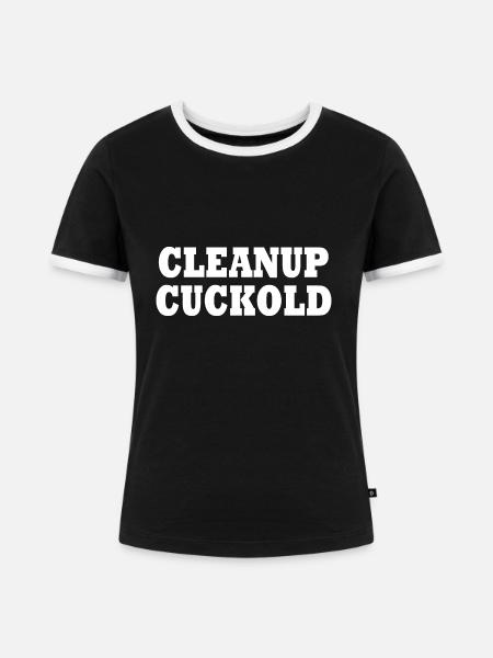 cleanup cuckold - Frauen Kontrast-T-Shirt - Schwarz/Weiß