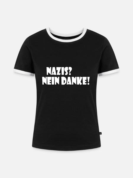 Nazis nein danke - Frauen Kontrast-T-Shirt - Schwarz/Weiß