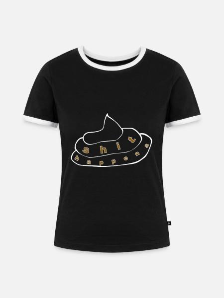 shit happens 1 - Frauen Kontrast-T-Shirt - Schwarz/Weiß