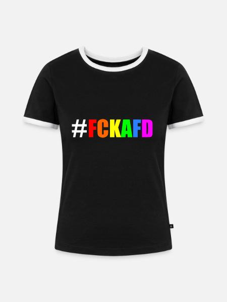 Fck afd - Frauen Kontrast-T-Shirt - Schwarz/Weiß