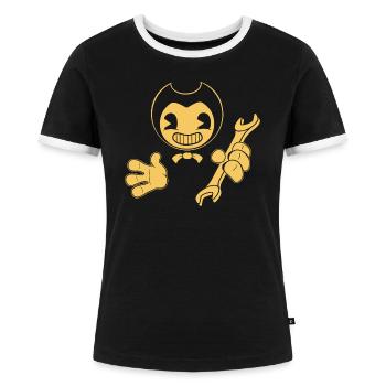 Bendy Repairman - Frauen Kontrast-T-Shirt - Schwarz/Weiß - Vorne - Selfina (174cm)