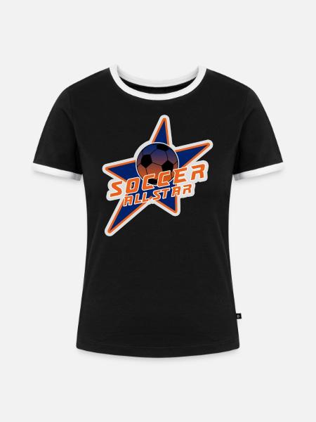 Fußball star - Frauen Kontrast-T-Shirt - Schwarz/Weiß