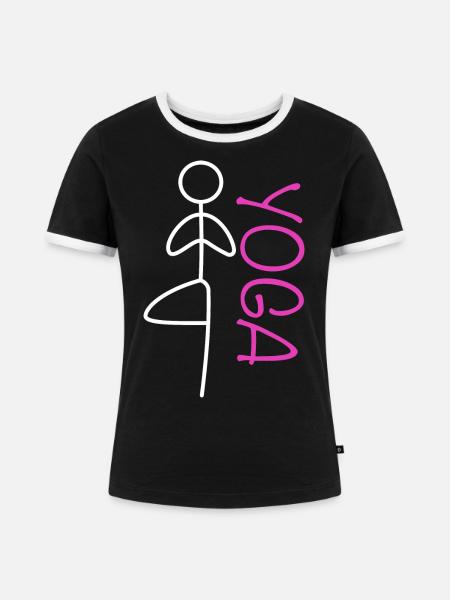 Yoga Outfit - Frauen Kontrast-T-Shirt - Schwarz/Weiß