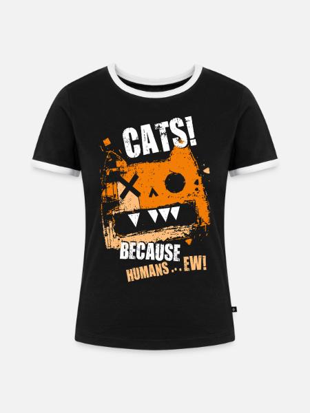 cat_cats_pussycat_pet - Frauen Kontrast-T-Shirt - Schwarz/Weiß